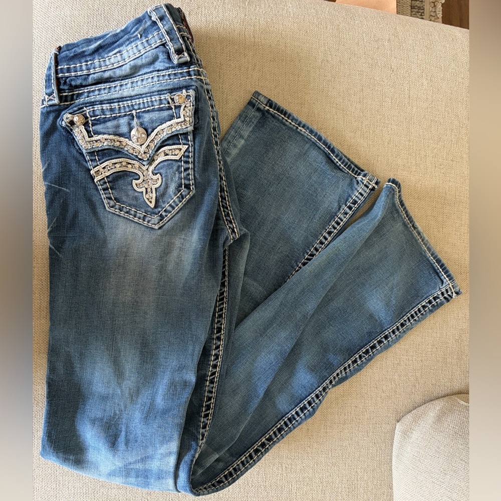 Rock revival rhinestone Jeans size 26 Etty boot equivalent to a size 2-4
